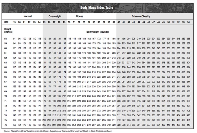 TheMindfulBody - BMI Calc Tables